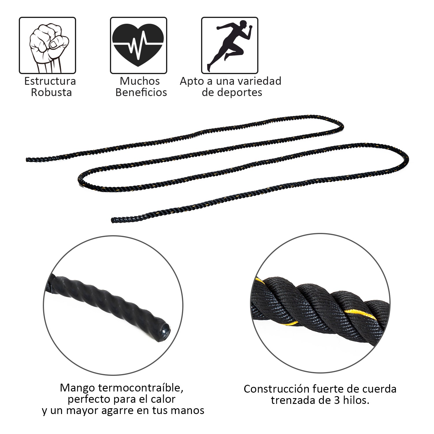 Corda de Batalha Battle Rope Formação Battling Power Corda Exercício Fitness desporto Crossfit Ф38mm Comprimento 12m Poliéster Ultra-Resistente