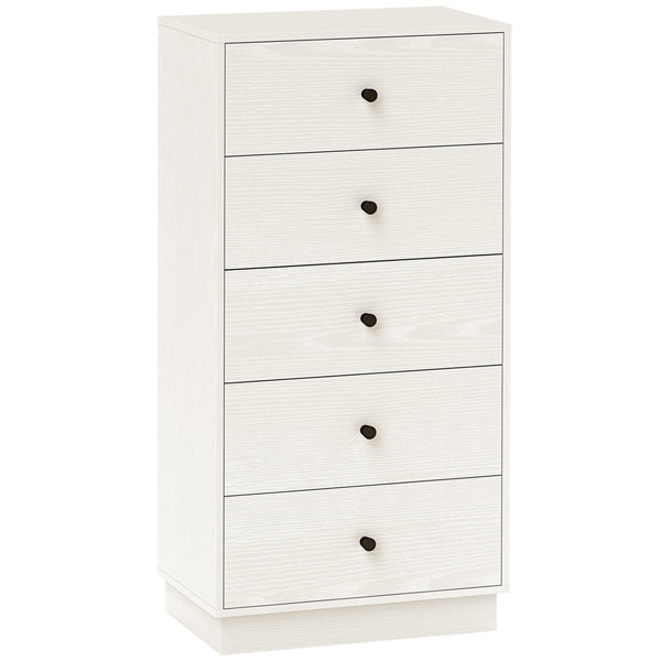 Cómoda com 5 Gavetas Cómoda de Quarto Estreita com Anti-Tombo Gaveteiro Alto para Sala de Estar Corredor 47x29x95 cm Branco