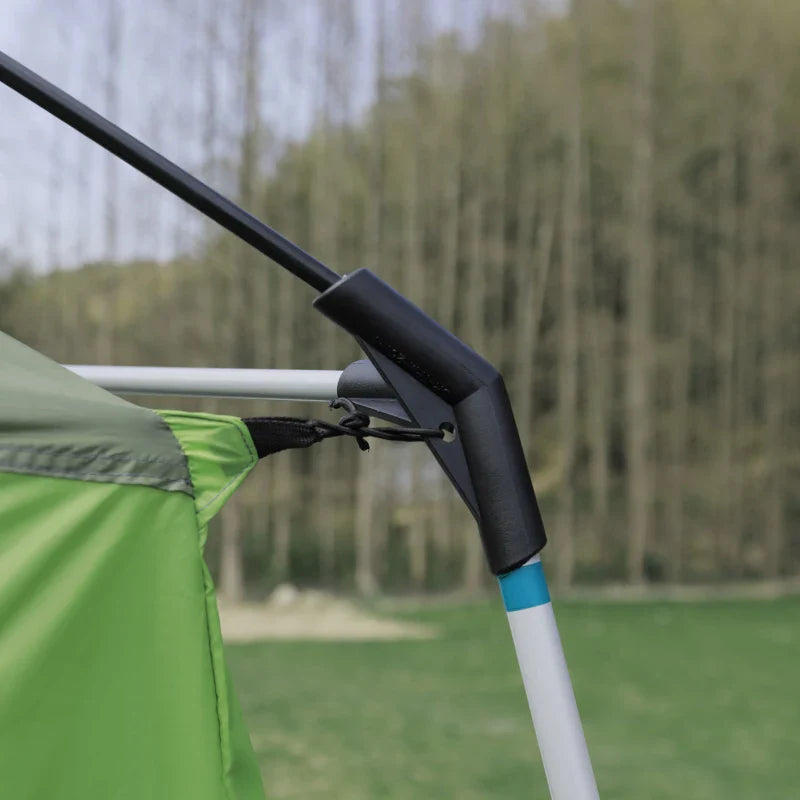 Tenda de Campismo Familiar para 4 Pessoas Tenda de Campismo Portátil Impermeável com Bolsa de Transporte Rede Mosquiteira e Proteção Solar 410x-310x225cm Verde