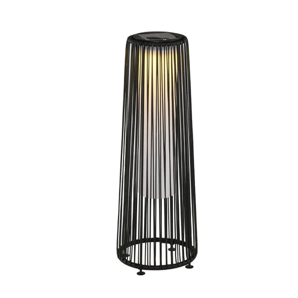 Candeeiro Solar de Jardim em Vime – Ø21,5x61 cm – Preto – Design Natura – Iluminação LED Automática