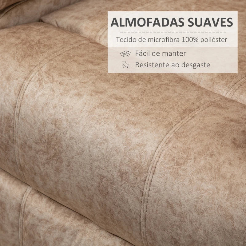 Poltrona Relax Reclinável Poltrona para Sala de Estar com Apoio para os Pés Retrátil Encosto Alto Bolso Lateral Acolchoado Grosso 88x91x108 cm Bege