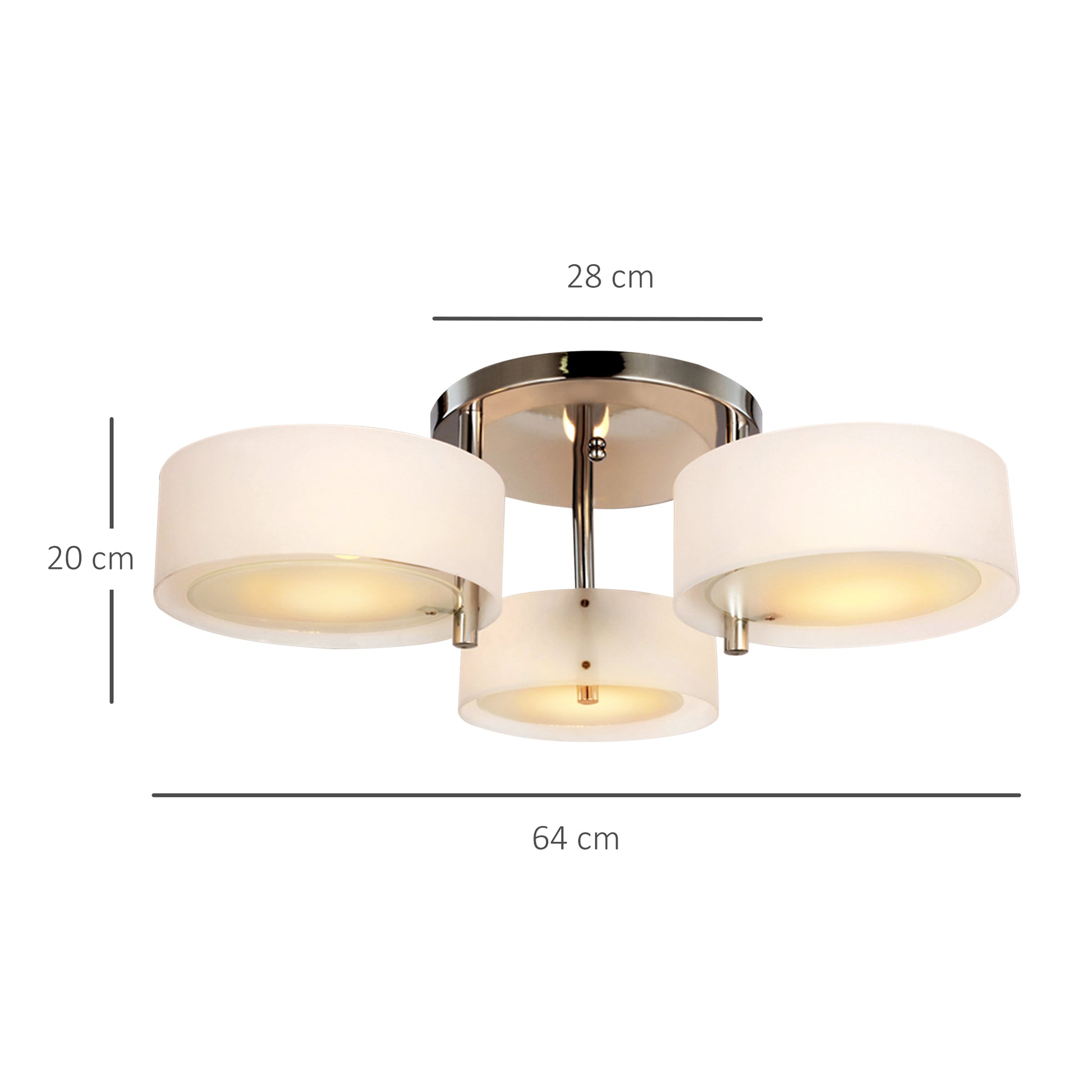Candeeiro de Teto Moderno Candeeiro Suspenso com Ecrã em Acrílico e Suporte para Lâmpada E27 Candeeiro para Sala de Estar Dormitório Sala de Jantar Ø64x20 cm Branco