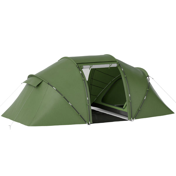Tenda de Campismo Familiar para 4 Pessoas Tenda de Campismo Dobrável com Bolsa de Transporte Impermeável para Praia Parque 430x240x170 cm Verde