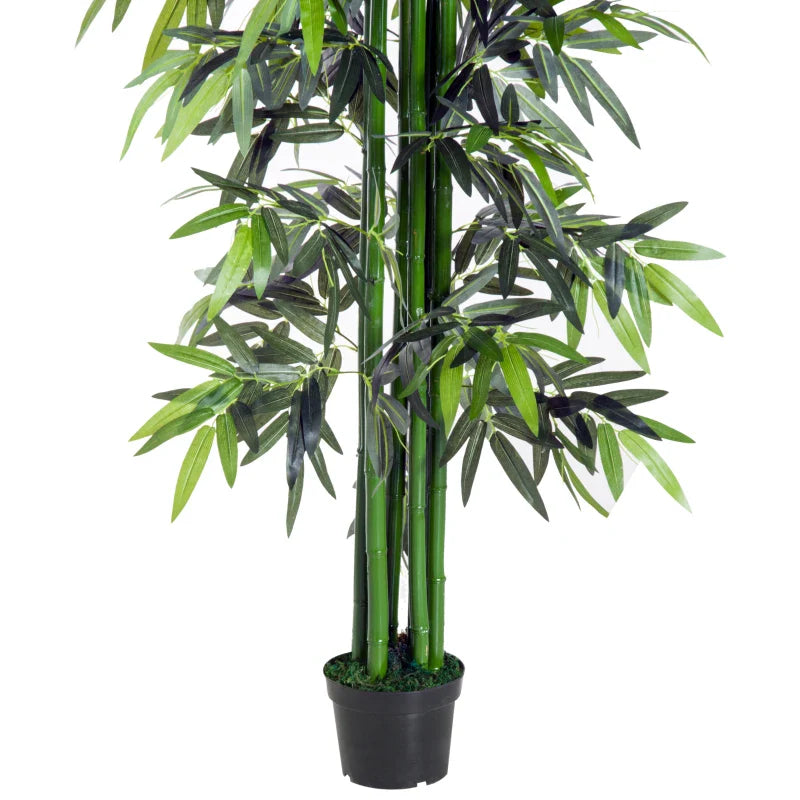 Bambú Artificial 180cm com Ramos Realistas Planta Sintética Decorativa com Vaso para Sala de Estar Escritório Ø20x180cm Verde
