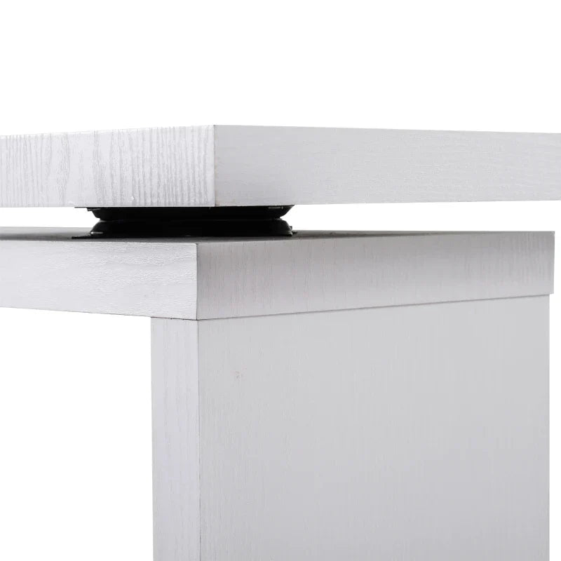 Secretária de Canto Giratória 360º Secretária em Forma de L com Prateleiras para Escritório Casa 114x120x76,1cm Branco