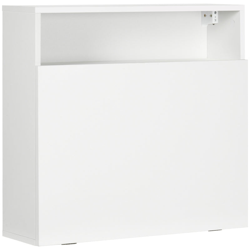 Secretária de Parede Moderna Mesa Dobrável de Parede Multifuncional com Prateleiras de Armazenamento Carga 40 kg para Dormitório Sala de Estar Escritório 64x20x60 cm Branco