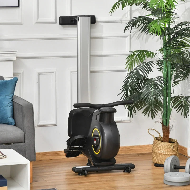 Máquina de Remo Dobrável com 8 Níveis de Resistência Magnética Volante de Inércia de 4kg Monitor LCD para Treinamento em casa Aço Alumínio 185x58x57cm Carga 120kg Preta e Prata