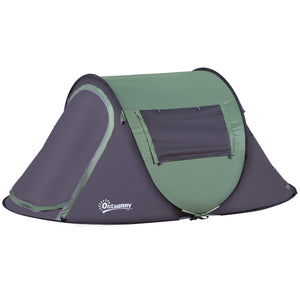 Tenda de Campismo Pop-Up para 2 Pessoas Tenda de Campismo com Bolsa de Armazenamento Portátil 250x150x100 Verde e Preto