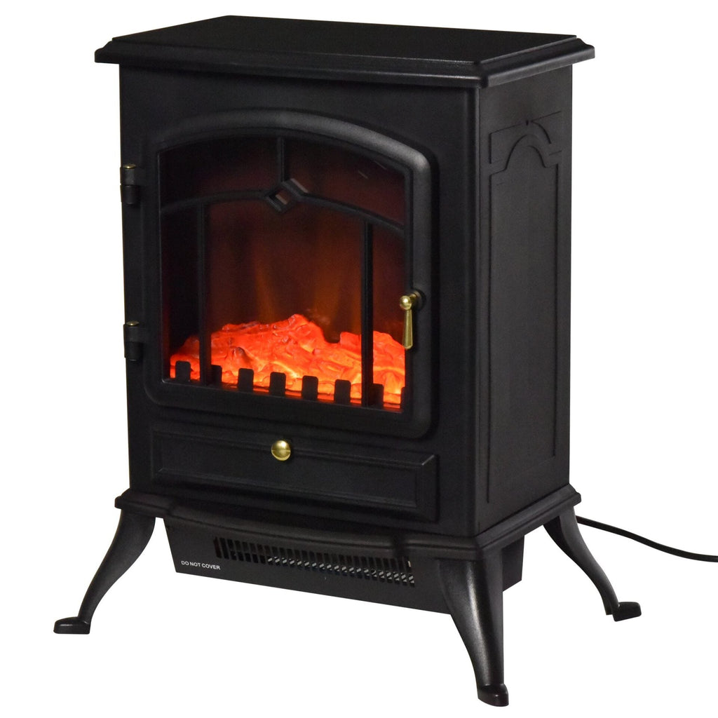 Lareira Elétrica Portátil 1000/2000W com Efeito de Chama Realista Termostato e Proteção Contra Superaquecimento para Ambientes entre 15-20m² 45x28x54cm Preto