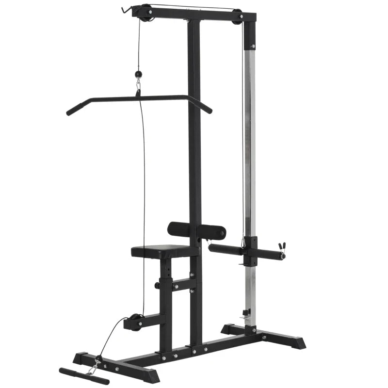 Máquina de Musculação Estação de Treinamento com Poleia e Assento Ajustável em Altura para Treinamento em Casa Academia Escritório Carga Máxima 100kg 107x120x190cm Preto