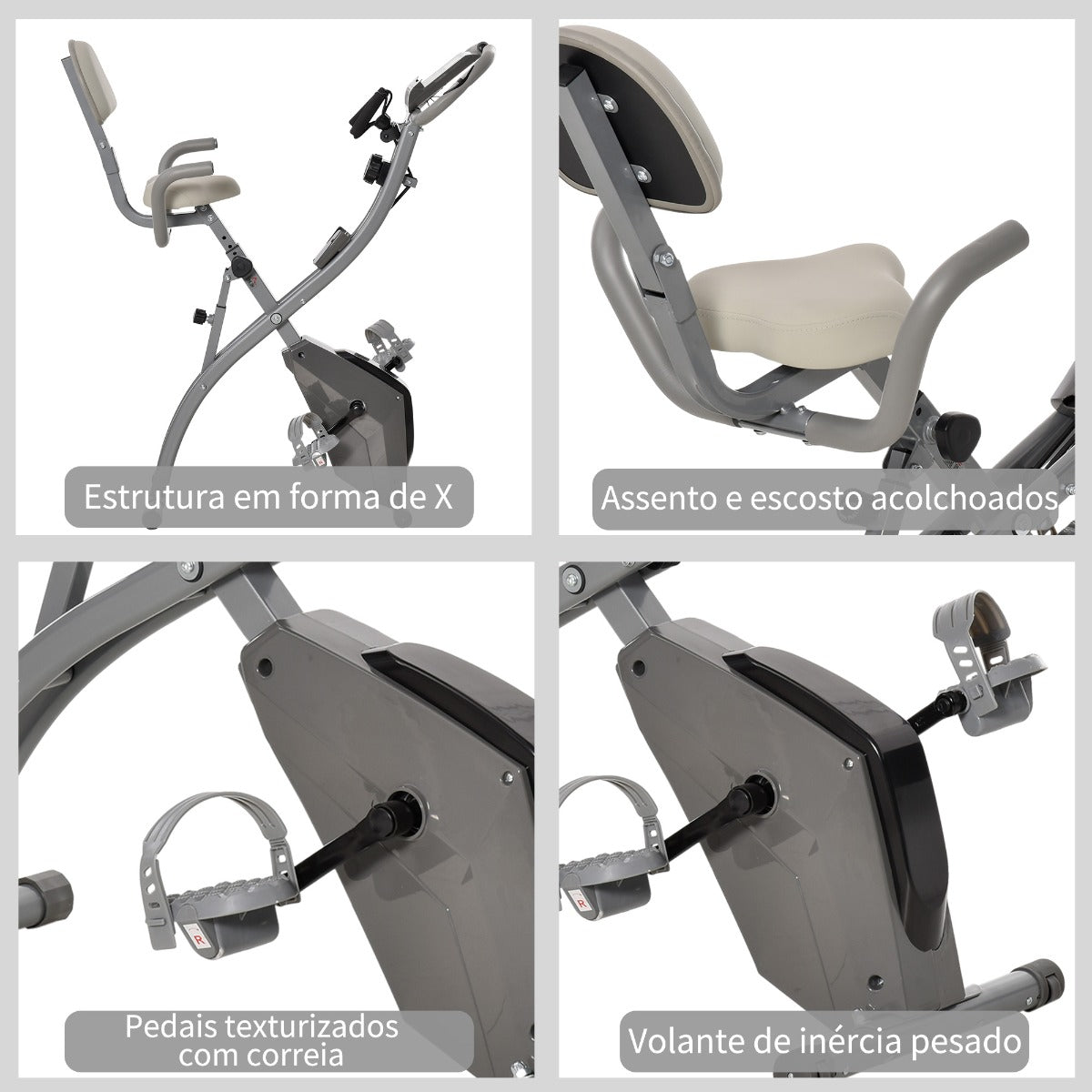 Bicicleta Estática Dobrável com Altura e Resistência Ajustável e Tela LCD- HomeGym - Leva-Me Contigo - Móveis & Decoração