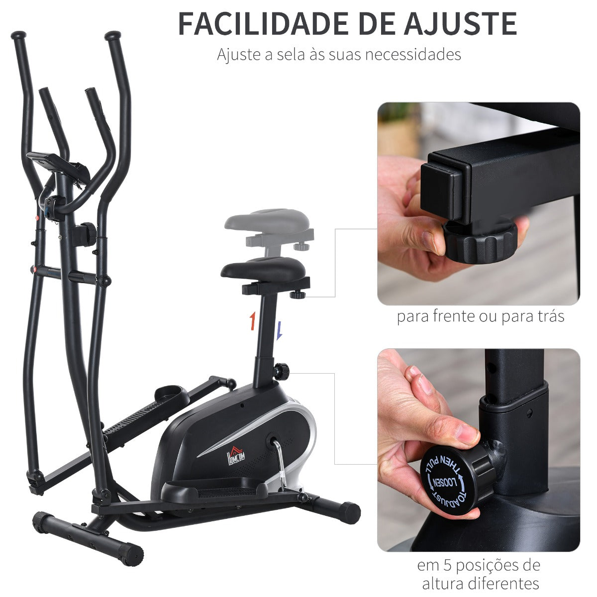Bicicleta Elíptica com Resistência Magnética com Volante de 3kg - HomeGym - Leva-Me Contigo - Móveis & Decoração