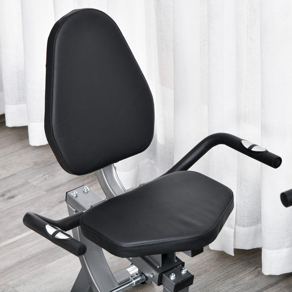 Bicicleta ergométrica reclinável com tela LCD e volante de 3 kg resistência magnética de 8 níveis assento ajustável 121,5-136x62,5x98 cm cinza
