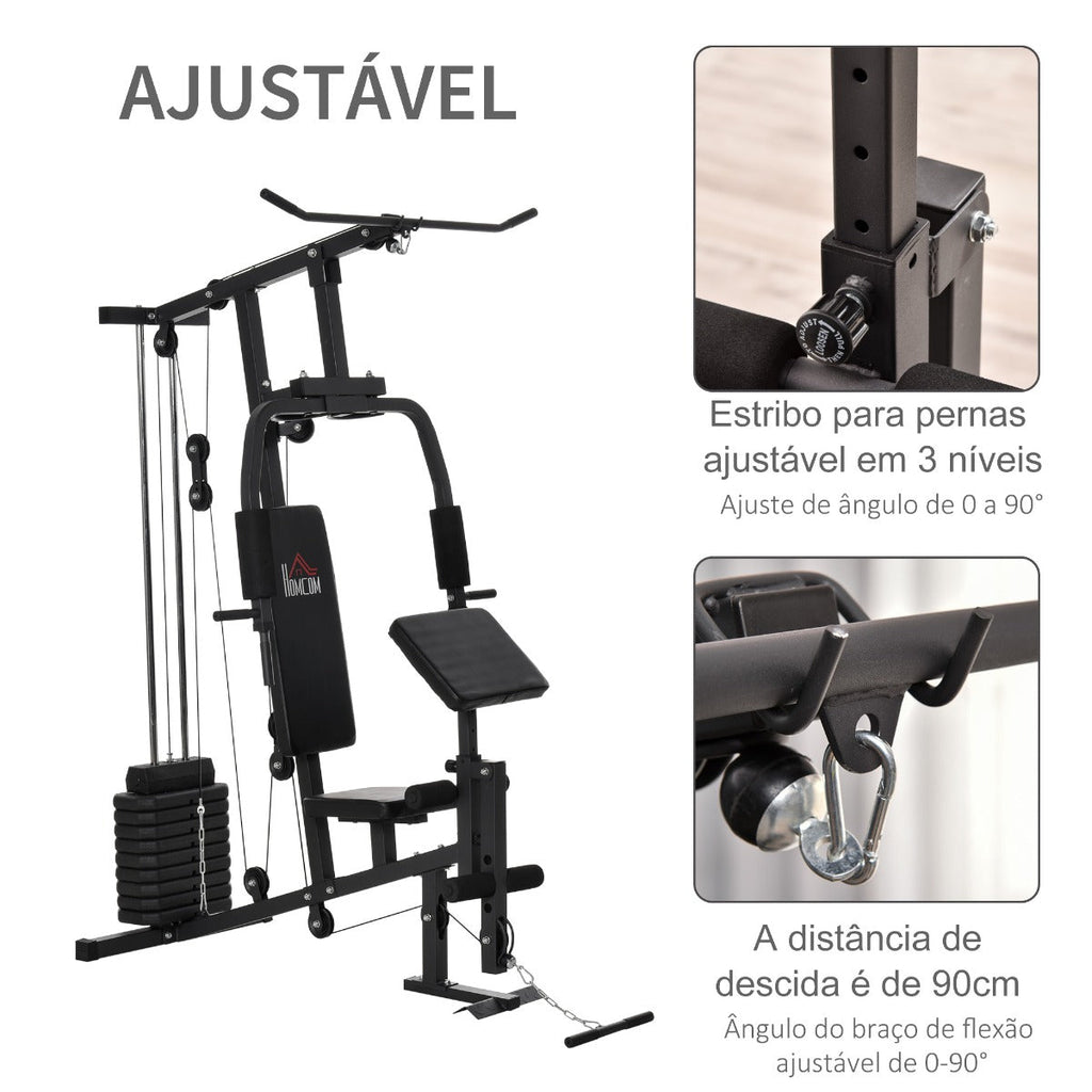 Máquina de Musculação Multifunções Preto - HomeGym - Leva-Me Contigo - Móveis & Decoração