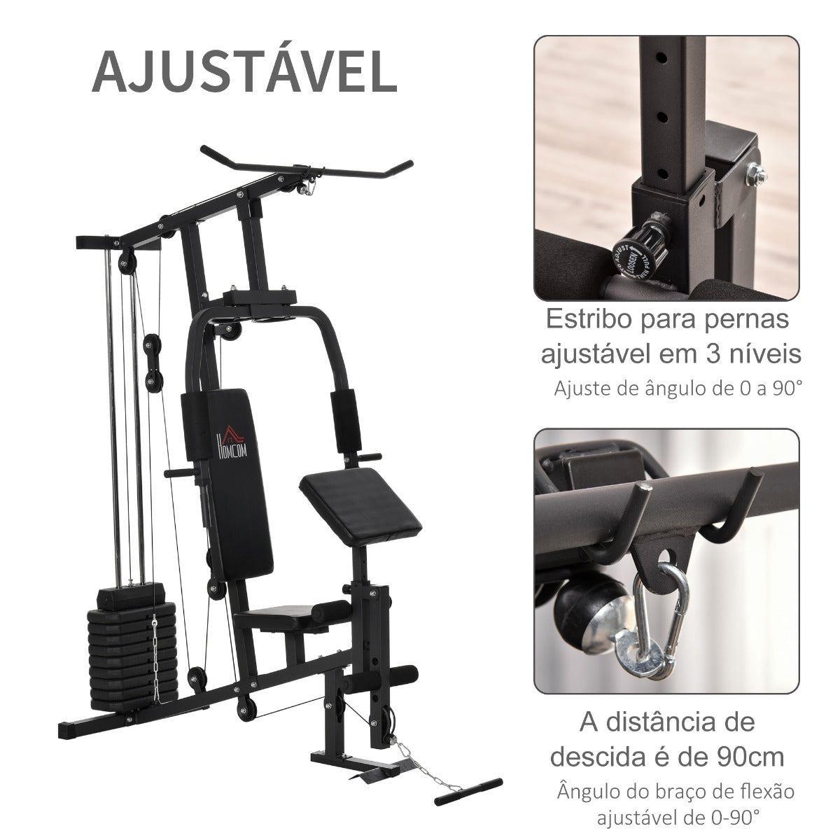 Máquina de Musculação Multifunções Preto - HomeGym - Leva-Me Contigo - Móveis & Decoração