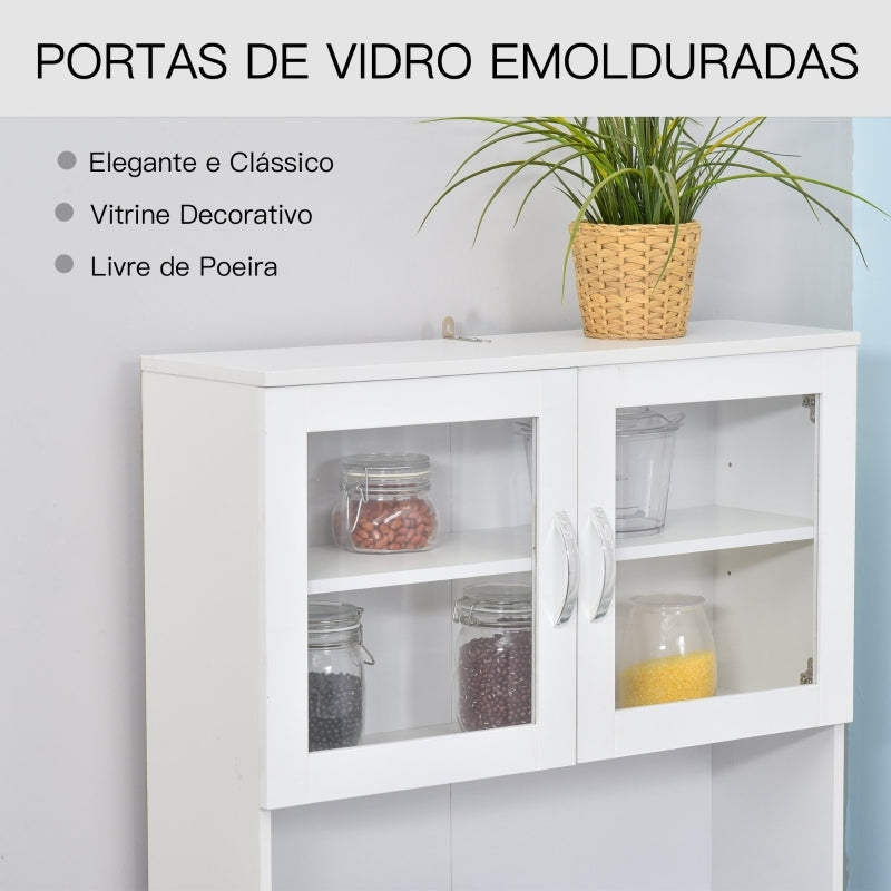 Aparador auxiliar de cozinha Armário com prateleiras internas ajustáveis e gaveta 80x48x170 cm Branco