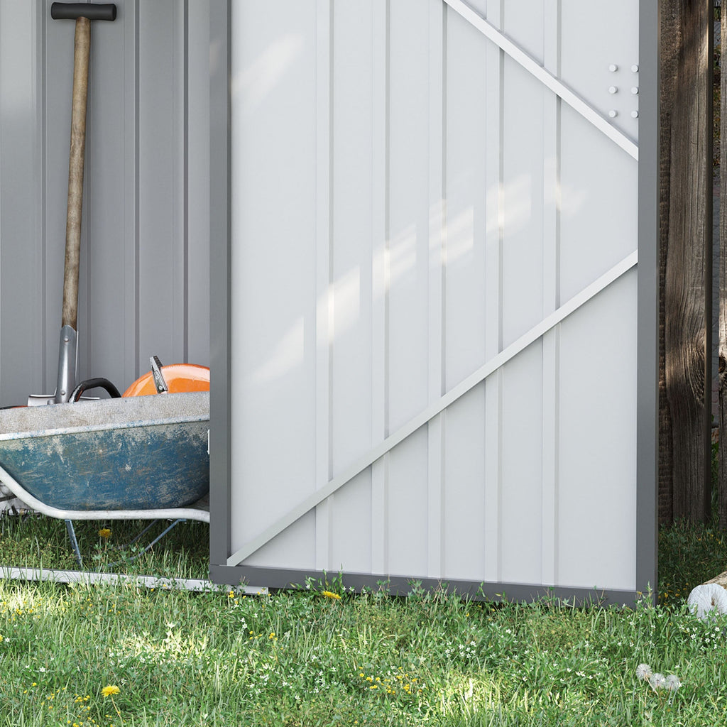 Abrigo de Jardim em Aço Galvanizado – 0,92 m² – 100x103x160 cm – Porta com Fechadura e Teto Inclinado – Cinza - A minha loja