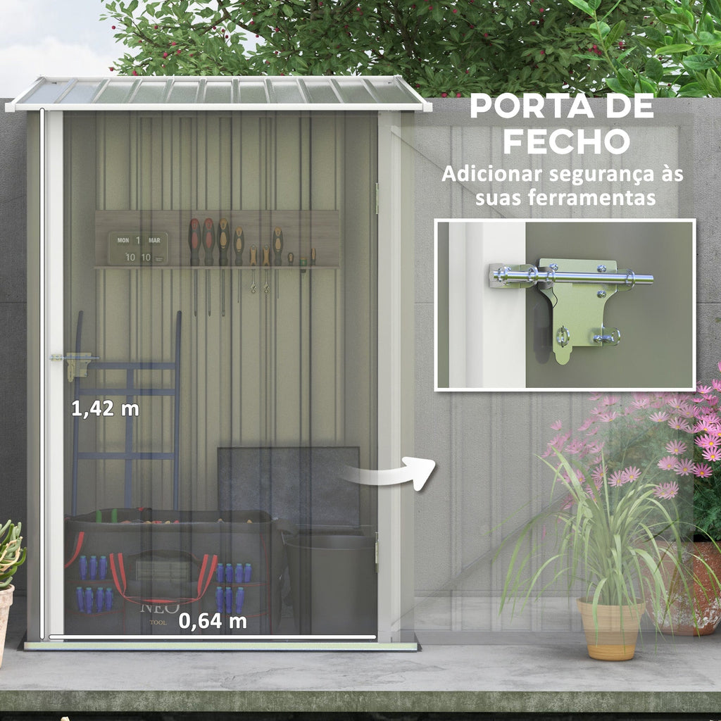 Abrigo de Jardim em Aço Galvanizado – 0,92 m² – 100x103x160 cm – Porta com Fechadura e Teto Inclinado – Cinza - A minha loja