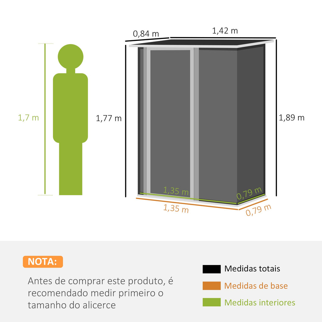 Abrigo de Jardim em Aço Galvanizado – 142x84x189 cm | Armazenamento Seguro e Resistente - A minha loja