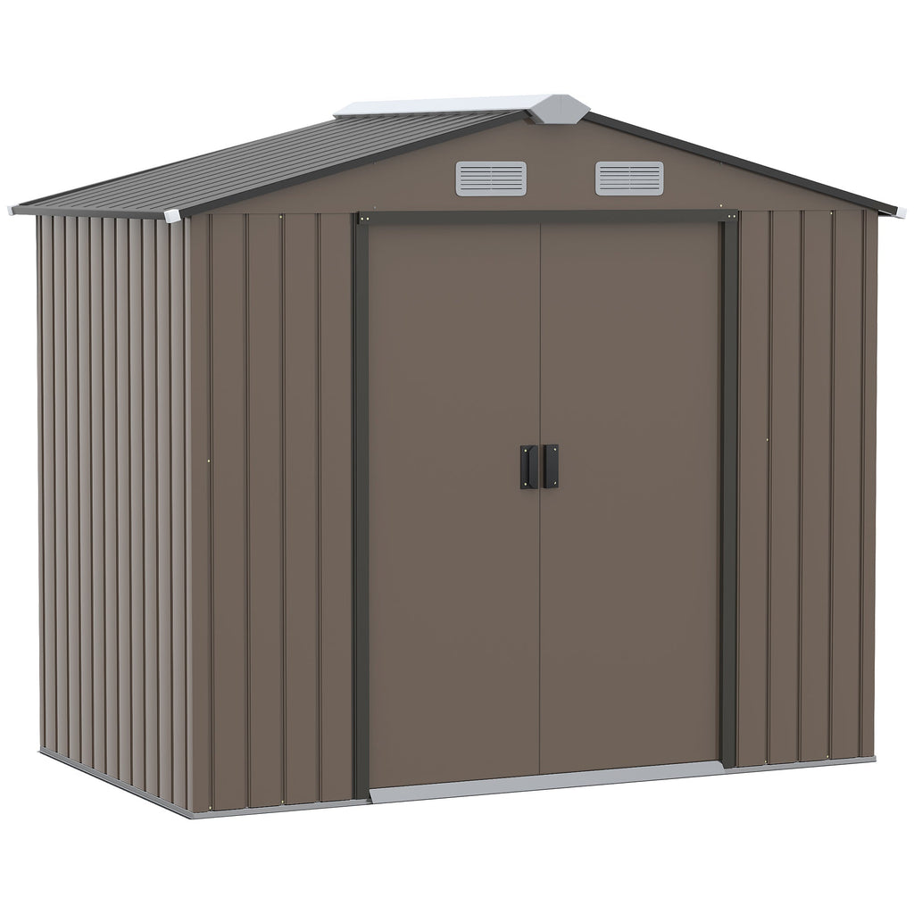 Abrigo de Jardim em Aço Galvanizado – 213x130x185 cm | Com 2 Portas Deslizantes e 4 Janelas de Ventilação - A minha loja