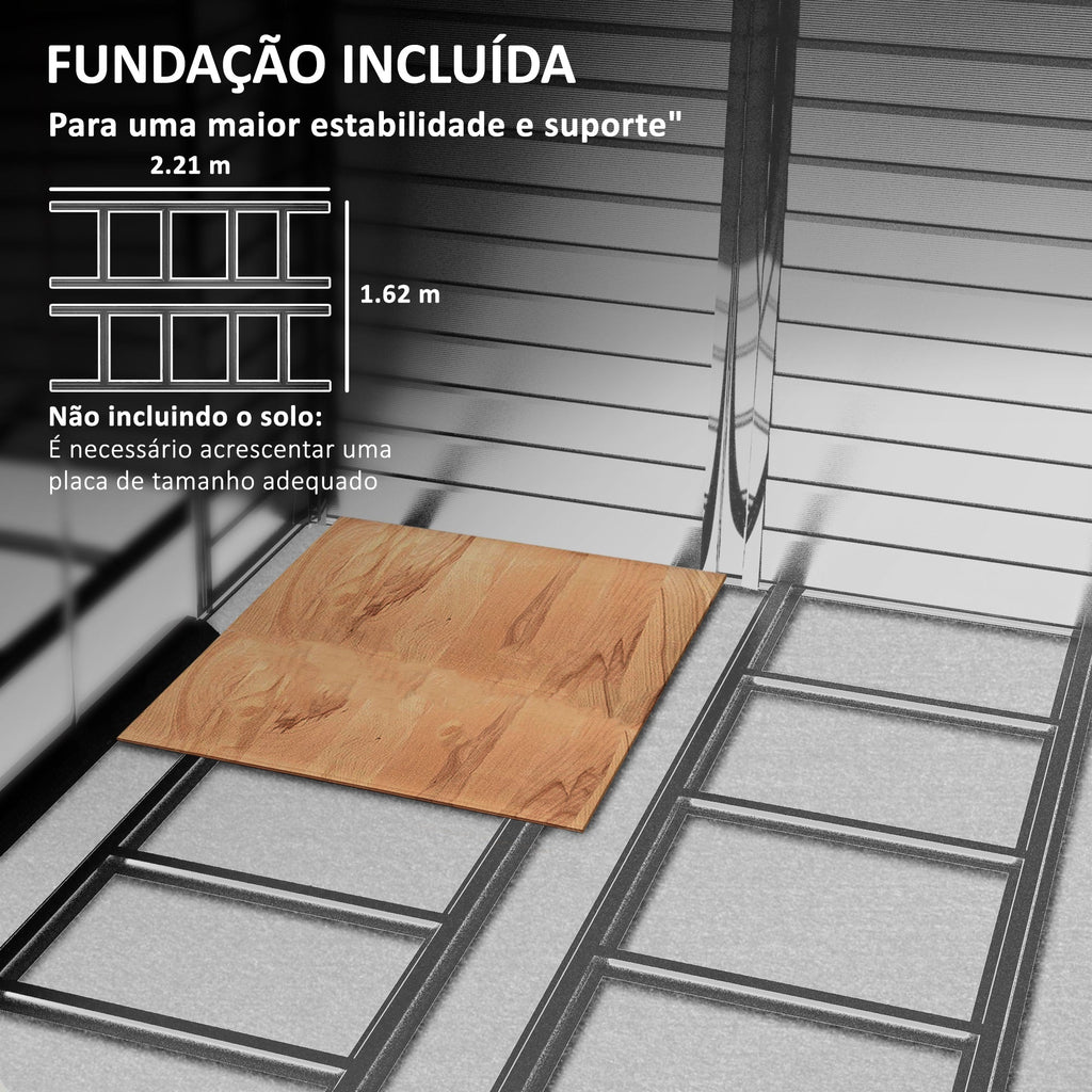 Abrigo de Jardim Metálico – 240x206x198 cm | 4,4 m² de Armazenamento - A minha loja