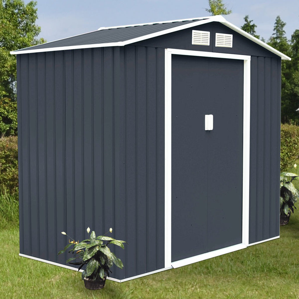 Abrigo de Jardim "Stockholm" – Cobertura Metálica para Armazenamento de Ferramentas e Equipamentos (213 x 127 x 185 cm, Cinzento) - A minha loja