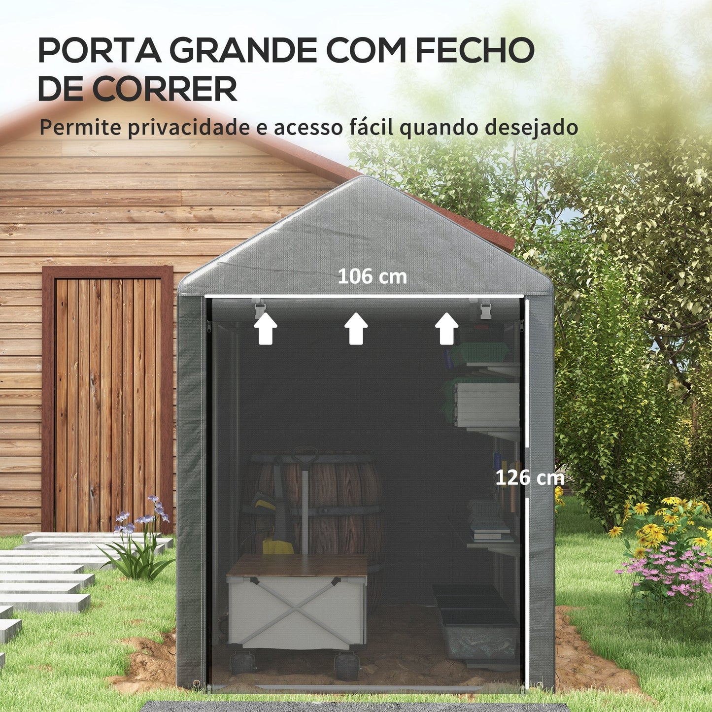 Abrigo para Ferramentas, Bicicletas e Motos - 1,2x1,8x1,65m em Aço Galvanizado e PE – Proteção e Organização para o Seu Jardim - A minha loja
