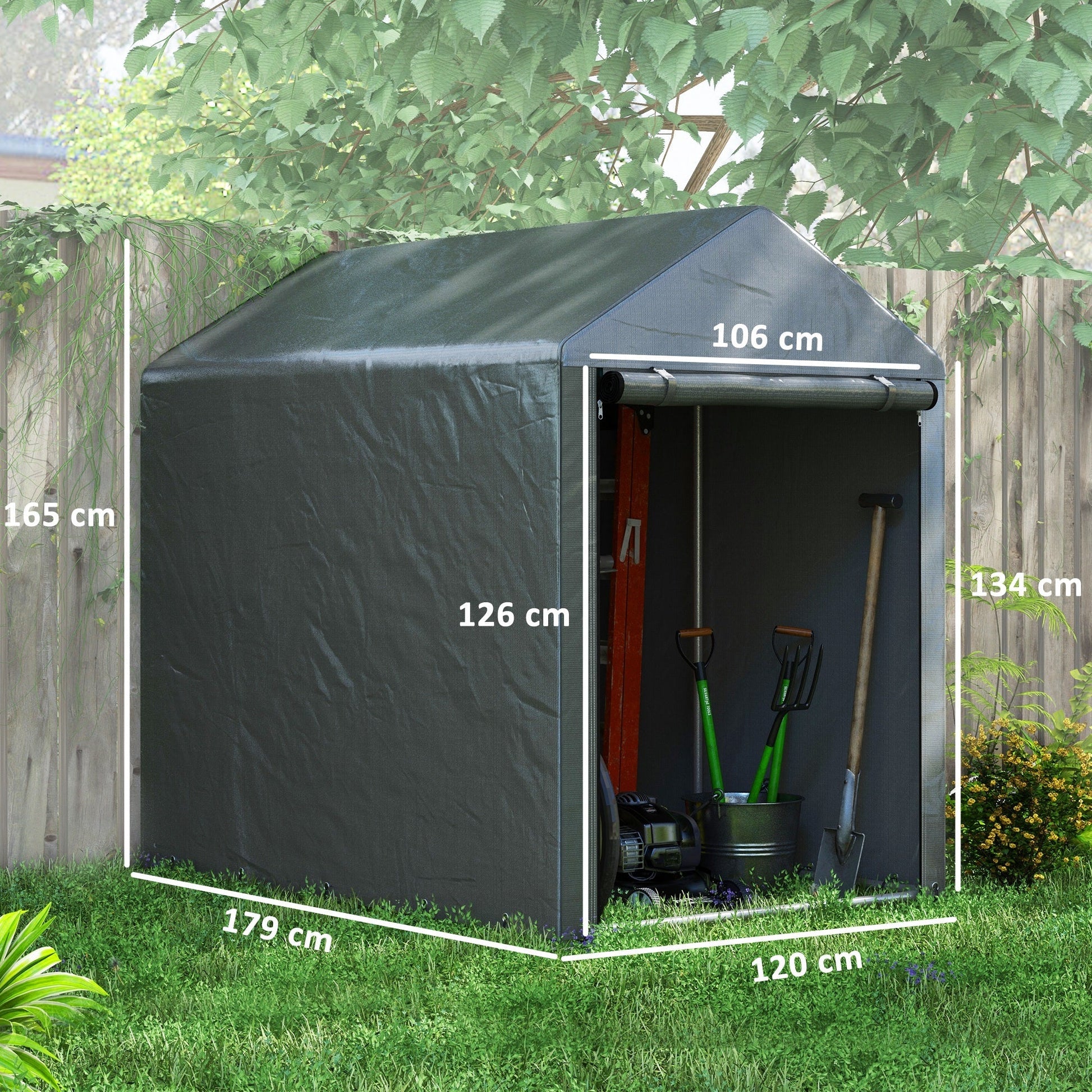 Abrigo para Ferramentas, Bicicletas e Motos - 1,2x1,8x1,65m em Aço Galvanizado e PE – Proteção e Organização para o Seu Jardim - A minha loja