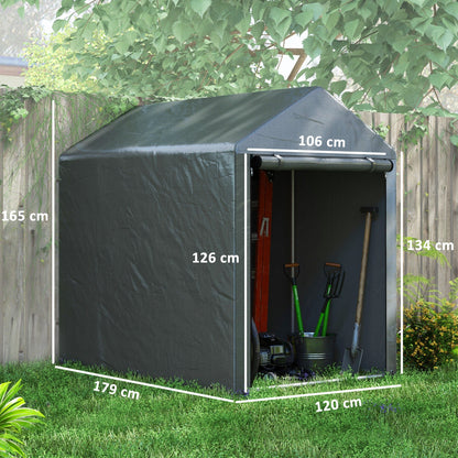 Abrigo para Ferramentas, Bicicletas e Motos - 1,2x1,8x1,65m em Aço Galvanizado e PE – Proteção e Organização para o Seu Jardim - A minha loja