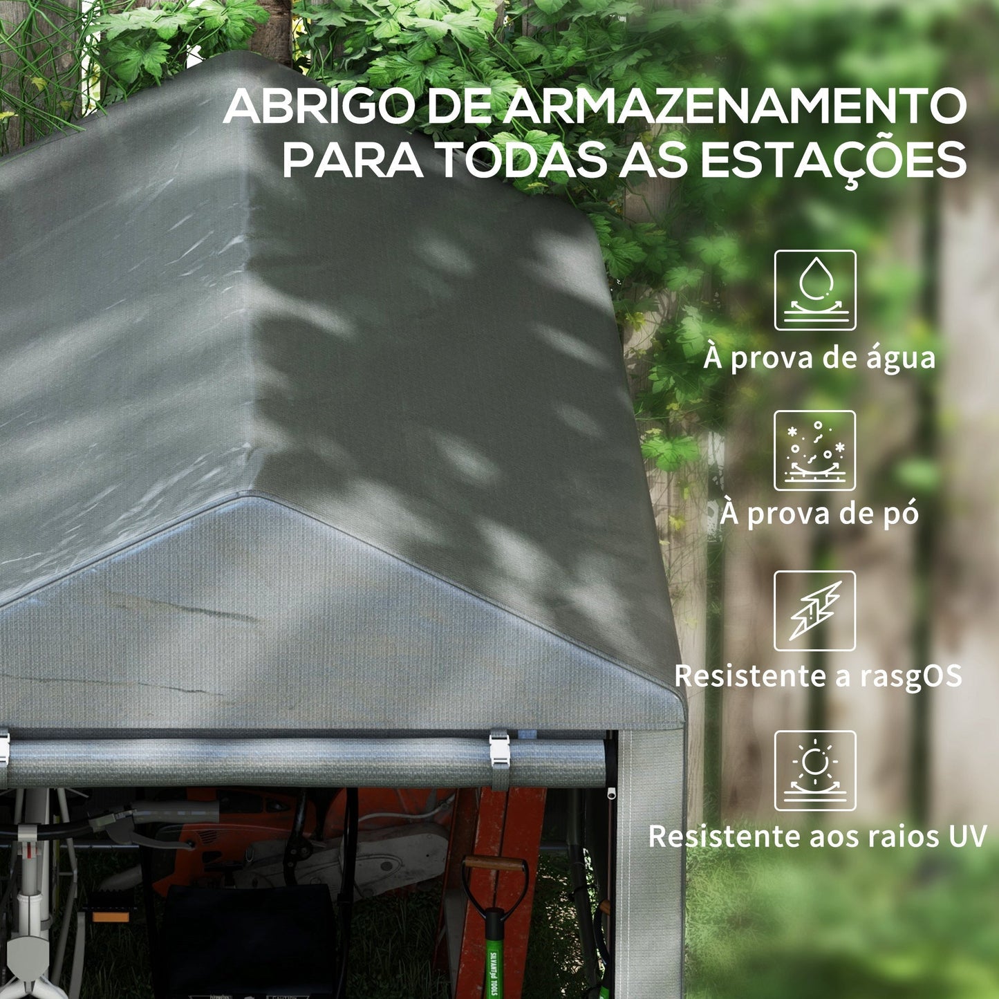 Abrigo para Ferramentas, Bicicletas e Motos - 1,2x1,8x1,65m em Aço Galvanizado e PE – Proteção e Organização para o Seu Jardim - A minha loja