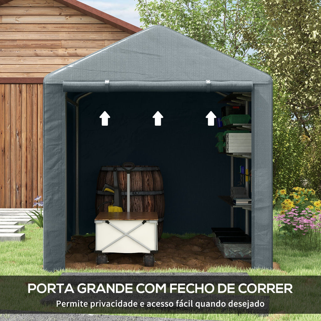 Abrigo para Ferramentas, Bicicletas e Motos – 160x218x172 cm | Aço Galvanizado e PE - A minha loja