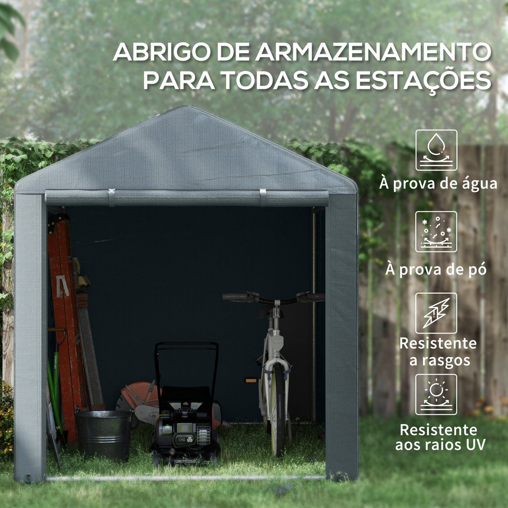 Abrigo para Ferramentas, Bicicletas e Motos – 160x218x172 cm | Aço Galvanizado e PE - A minha loja