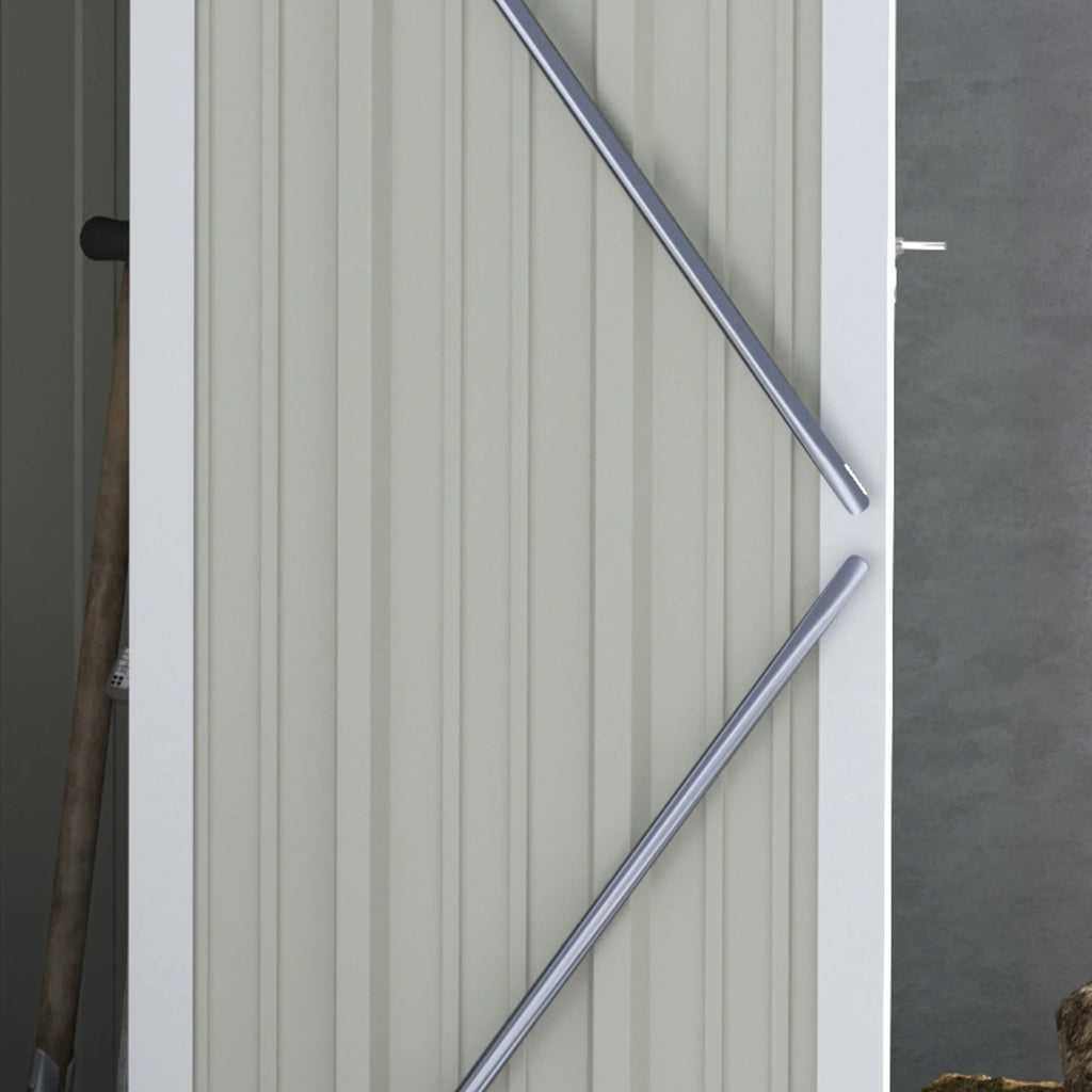 Abrigo de Jardim 142x84x189cm Abrigo de Jardim de Aço Galvanizado com Porta Fechadura e Orifícios de Drenagem para Armazenamento de Ferramentas Verde