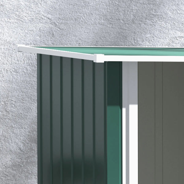 Abrigo de Jardim 142x84x189cm Abrigo de Jardim de Aço Galvanizado com Porta Fechadura e Orifícios de Drenagem para Armazenamento de Ferramentas Verde
