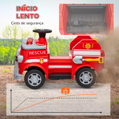 AIYAPLAY Carro Elétrico para Crianças acima de 3 Anos Caminhão de Bombeiros Elétrico para Crianças com Bateria de 12V Sirene Faróis Buzina e Música 86x49x52 cm Vermelho - A minha loja