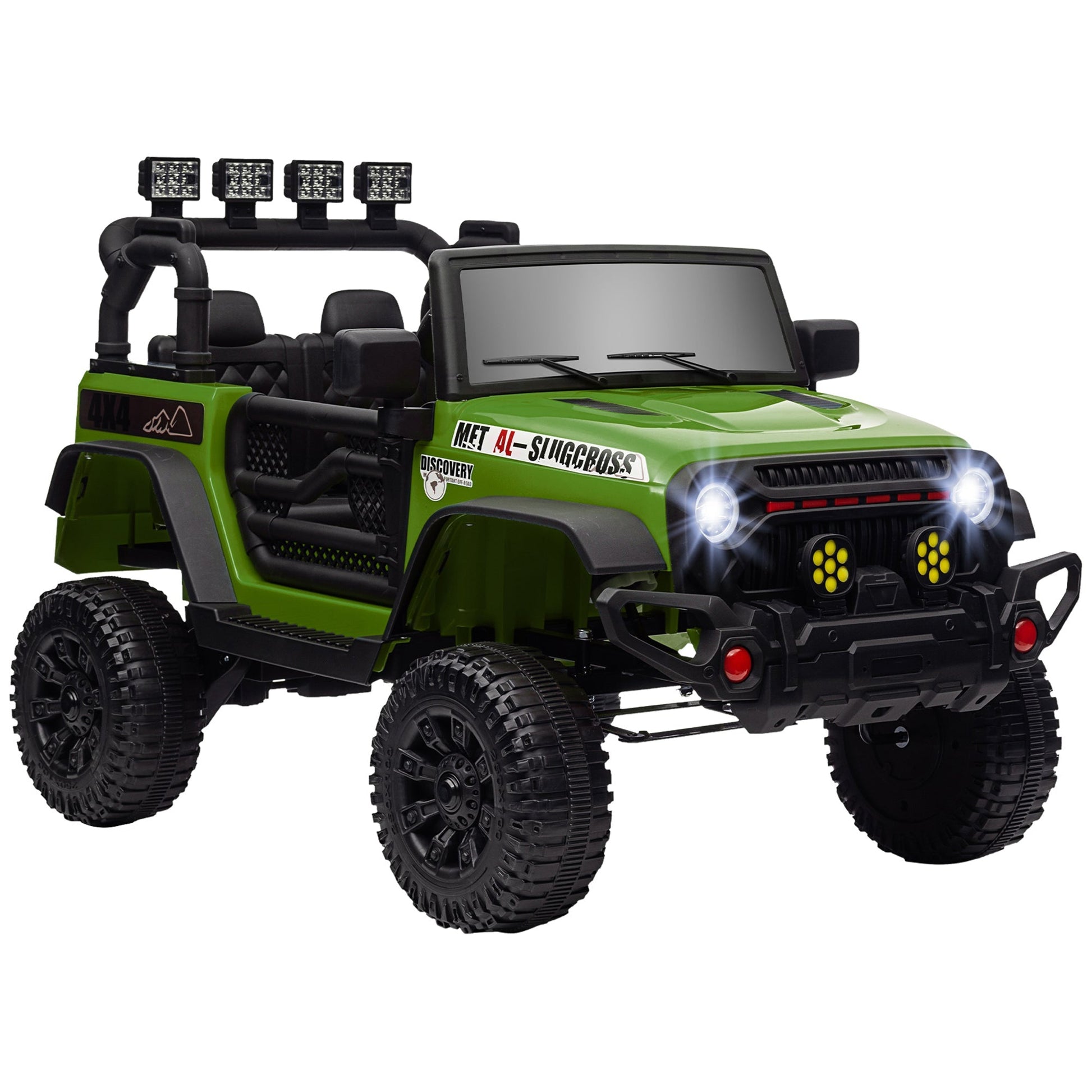 AIYAPLAY Carro Elétrico para Crianças acima de 3 Anos Carro Elétrico Infantil com Bateria de 12V Controlo Remoto Bluetooth Faróis LED Buzina e Música 100x63x65 cm Verde - A minha loja