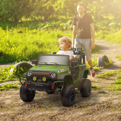 AIYAPLAY Carro Elétrico para Crianças acima de 3 Anos Carro Elétrico Infantil com Bateria de 12V Controlo Remoto Bluetooth Faróis LED Buzina e Música 100x63x65 cm Verde - A minha loja