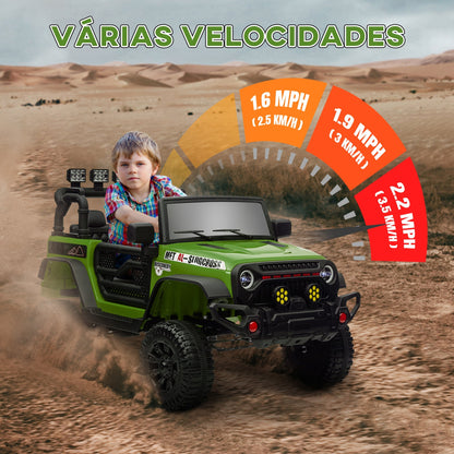 AIYAPLAY Carro Elétrico para Crianças acima de 3 Anos Carro Elétrico Infantil com Bateria de 12V Controlo Remoto Bluetooth Faróis LED Buzina e Música 100x63x65 cm Verde - A minha loja
