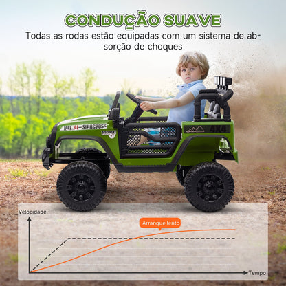 AIYAPLAY Carro Elétrico para Crianças acima de 3 Anos Carro Elétrico Infantil com Bateria de 12V Controlo Remoto Bluetooth Faróis LED Buzina e Música 100x63x65 cm Verde - A minha loja