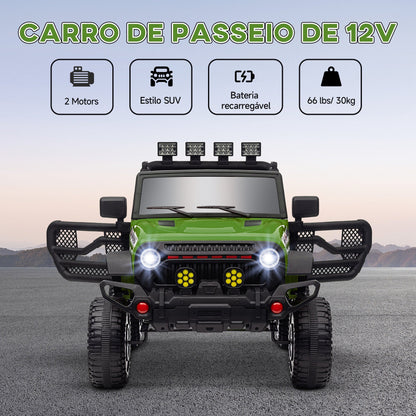 AIYAPLAY Carro Elétrico para Crianças acima de 3 Anos Carro Elétrico Infantil com Bateria de 12V Controlo Remoto Bluetooth Faróis LED Buzina e Música 100x63x65 cm Verde - A minha loja