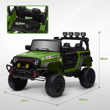 AIYAPLAY Carro Elétrico para Crianças acima de 3 Anos Carro Elétrico Infantil com Bateria de 12V Controlo Remoto Bluetooth Faróis LED Buzina e Música 100x63x65 cm Verde - A minha loja