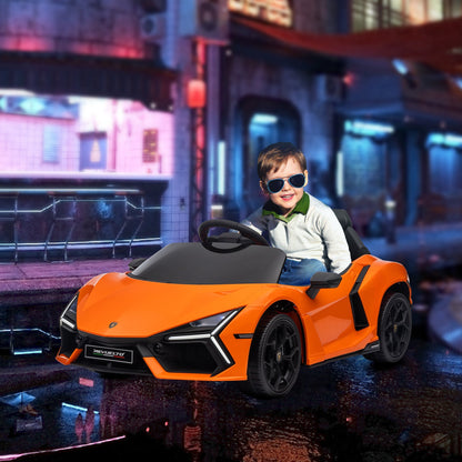 AIYAPLAY Carro Elétrico para Crianças acima de 3 Anos Carro Lamborghini Revuelto Carro Elétrico para Crianças com Bateria 12V Controlo Remoto Faróis LED Buzina Música e Rodas Auxiliares 105x60x40 cm Laranja - A minha loja