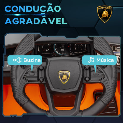 AIYAPLAY Carro Elétrico para Crianças acima de 3 Anos Carro Lamborghini Revuelto Carro Elétrico para Crianças com Bateria 12V Controlo Remoto Faróis LED Buzina Música e Rodas Auxiliares 105x60x40 cm Laranja - A minha loja