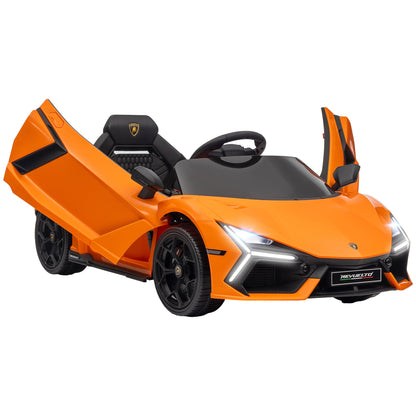 AIYAPLAY Carro Elétrico para Crianças acima de 3 Anos Carro Lamborghini Revuelto Carro Elétrico para Crianças com Bateria 12V Controlo Remoto Faróis LED Buzina Música e Rodas Auxiliares 105x60x40 cm Laranja - A minha loja