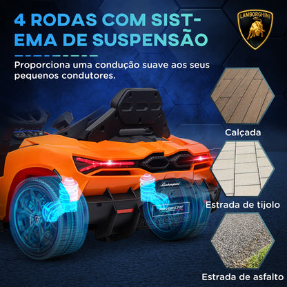 AIYAPLAY Carro Elétrico para Crianças acima de 3 Anos Carro Lamborghini Revuelto Carro Elétrico para Crianças com Bateria 12V Controlo Remoto Faróis LED Buzina Música e Rodas Auxiliares 105x60x40 cm Laranja - A minha loja