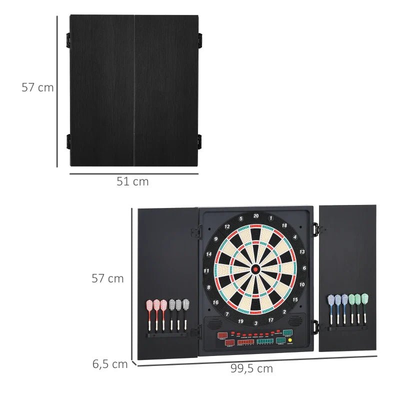 Alvo eletrônico digital para até 8 jogadores com 12 dardos e 30 pontas com portas de tela de LED 27 jogos diferentes 51x6,5x57 cm Preto - A minha loja