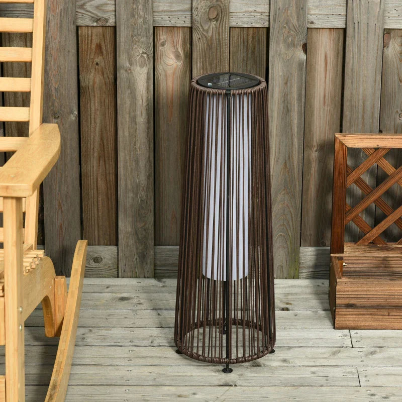 Candeeiro Solar de Jardim em Vime – Ø21,5x61 cm – Castanho – Design Natura – Iluminação LED Automática