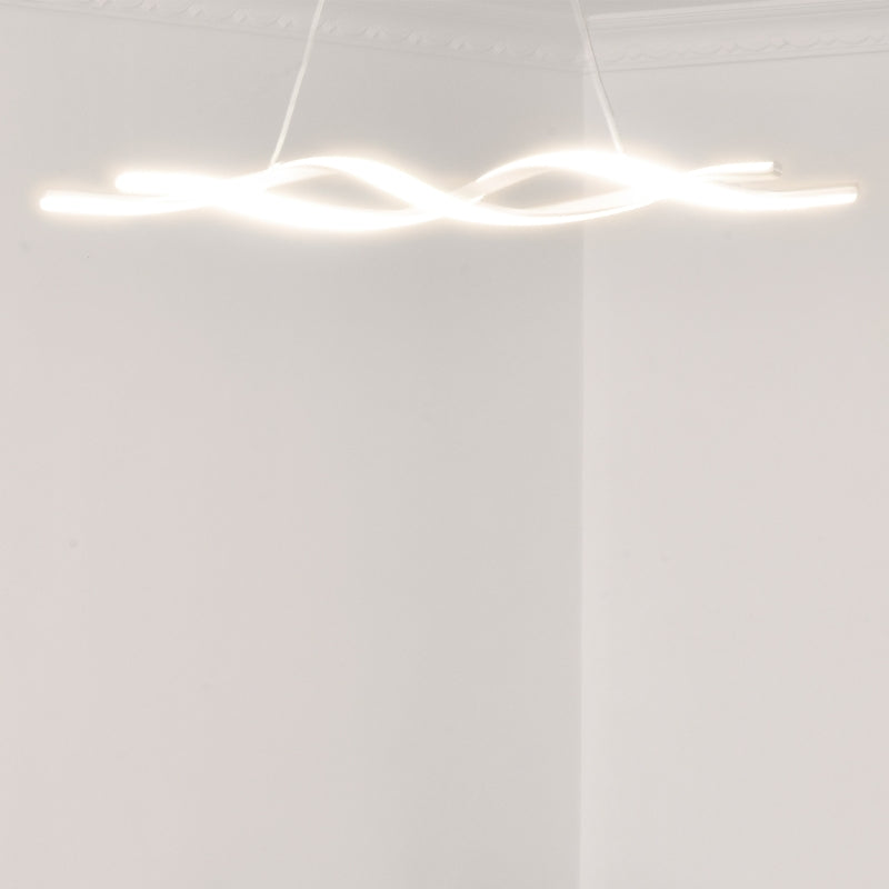 Candeeiro de Teto Moderno com LED IP20 38W 3700lm e Cordas Ajustáveis Candeeiro de Teto de Alumínio para Sala de Estar Sala de Jantar Dormitório 90x9x9cm Prata