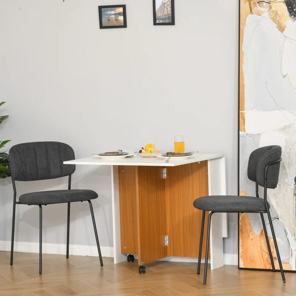 Mesa de Sala de Jantar Dobrável com Rodas Mesa Multifuncional para Sala de Jantar com 3 Formas 120x80x73cm Branco e Madeira