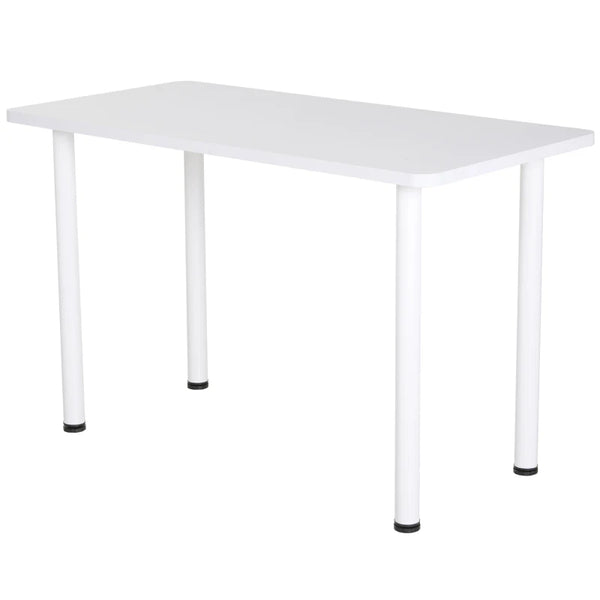 Mesa de Cozinha Mesa de Jantar Retangular com Pés de Aço e Almofadas Ajustáveis 120x60x76cm Branco